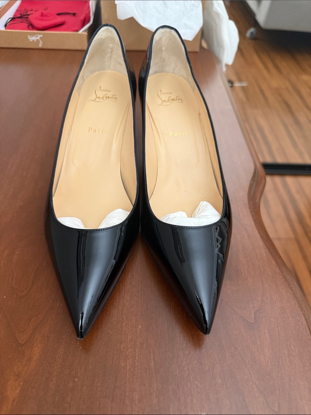 Christian Louboutin Kate Kitten Heel Pointy Toe Pump Black.